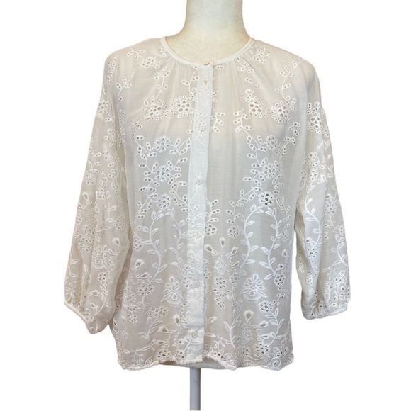 Zara Tops - Zara Womens Small 3/4 Sleeve Button Down Blouse Top Floral